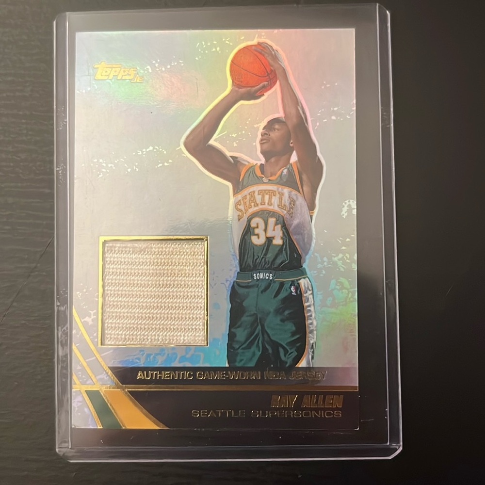 Seattle Super Sonics ray allen game worn jersey patch card